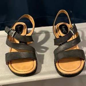 Black leather sandals